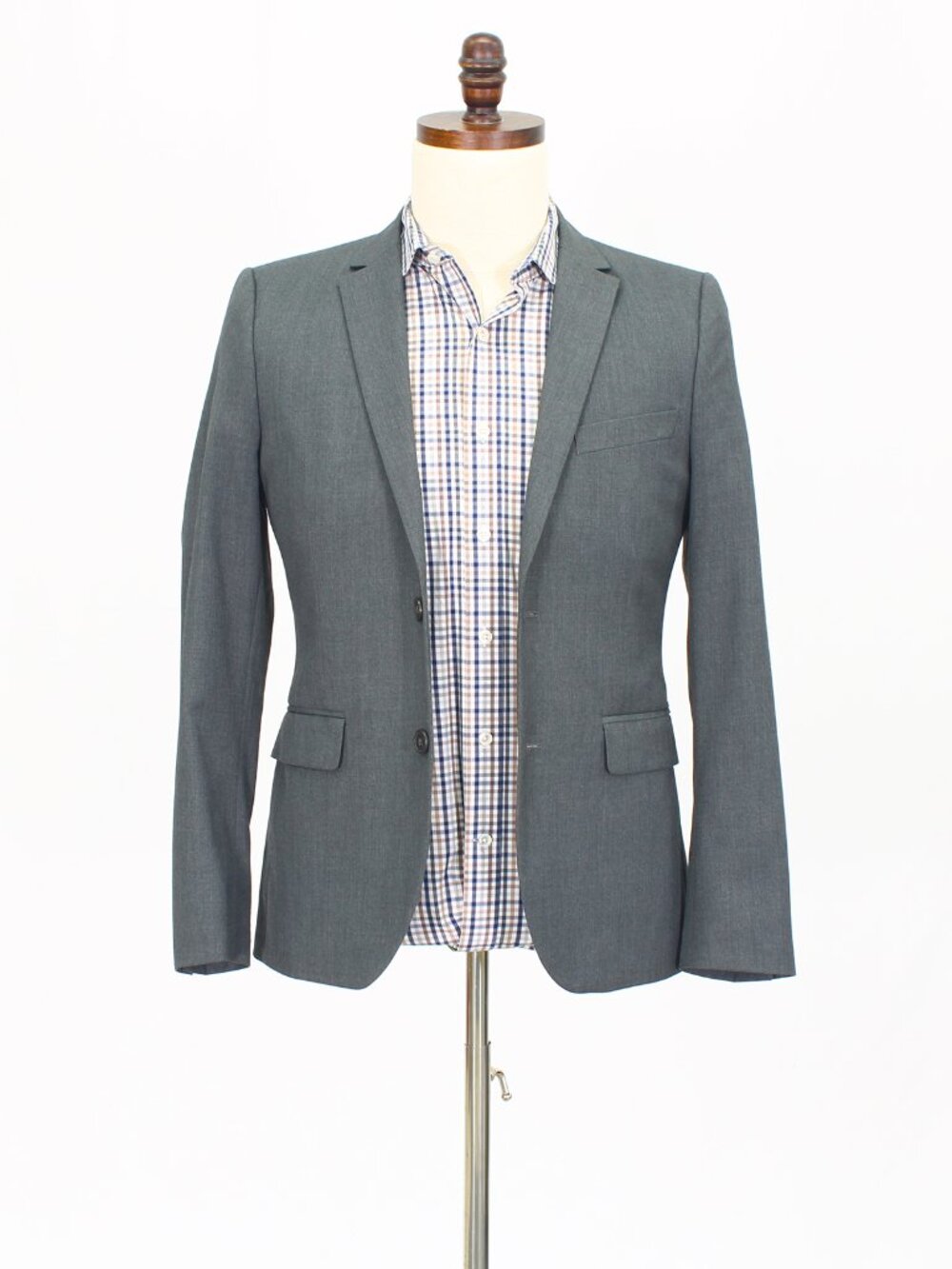 H&M 34R Gray Blazer Sport Coat Jacket 2-Button Solid Y444